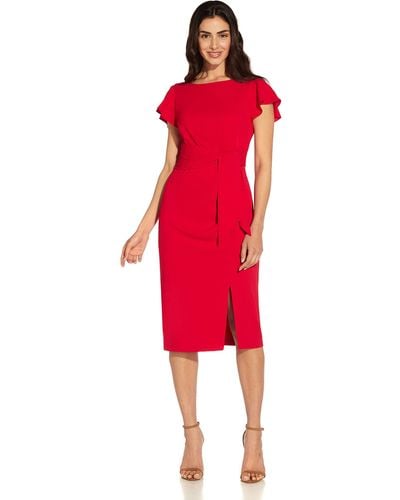 Adrianna Papell Crepe Sheath Dress - Red
