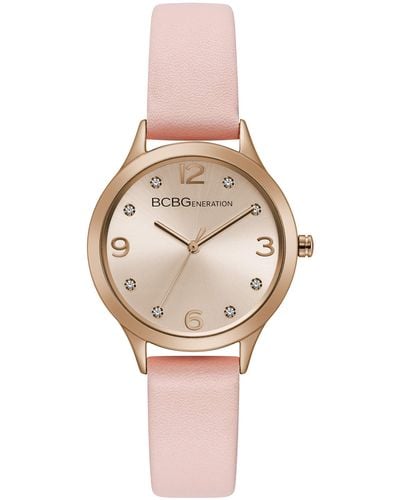 BCBGMAXAZRIA BCBGGENERATION Japanese-quartz Watch With Leather-synthetic Strap - Pink