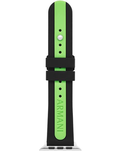 Emporio Armani Armani Exchange A|x Black And Green Silicone Band For Apple Watch