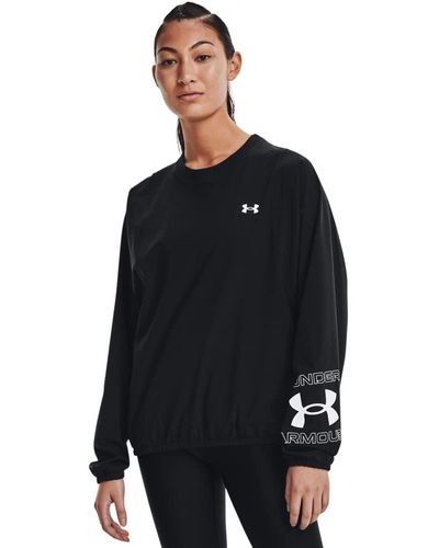 Under Armour Woven Graphic Long Sleeve Crew, - Black