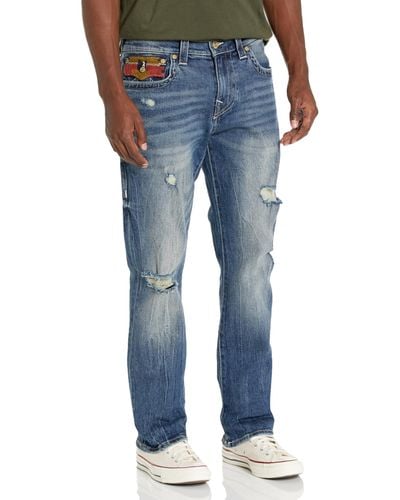 True Religion Brand Jeans Ricky Straight Jean Southwestern Trim - Blue