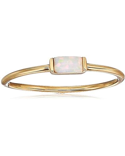 Amazon Essentials 18k Yellow Gold Plated Sterling Silver Created Opal October Fashion Stackable Ring - Black