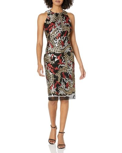 Nicole Miller Embroidery Cocktail Dress - Black