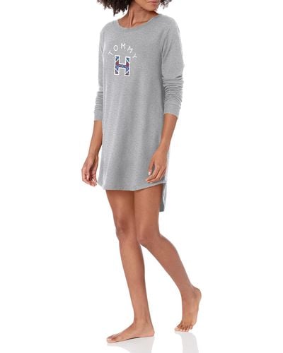 Tommy Hilfiger Long Sleeve Graphic Night Shirt Pajama - White