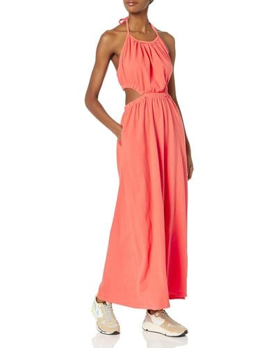 Monrow Hd0494-halter Dress W/waist Cut Out - Red