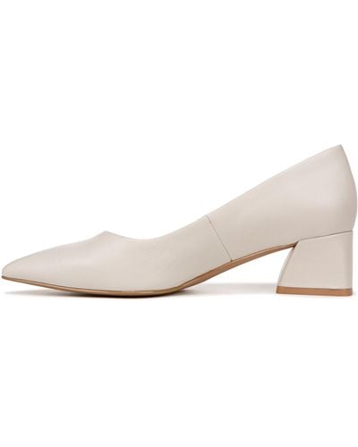 Franco Sarto S Racer Pointed Toe Block Heel Pump Putty White Leather 10 M