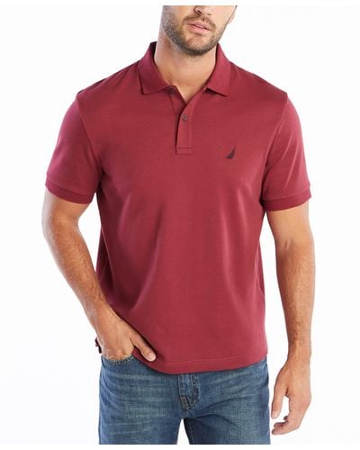 Nautica Classic Fit Short Sleeve Solid Soft Polo Shirt - Rosso