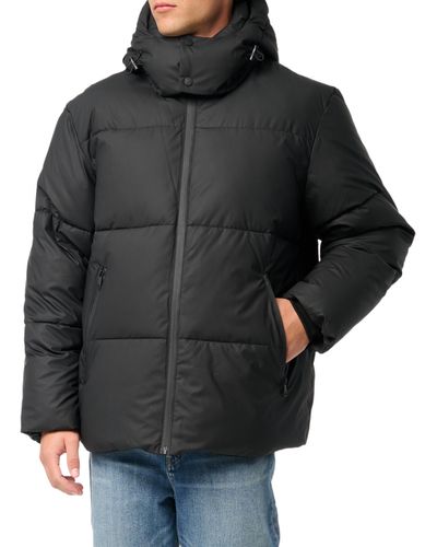 DKNY Quilted Tech Hooded Puffer - Black
