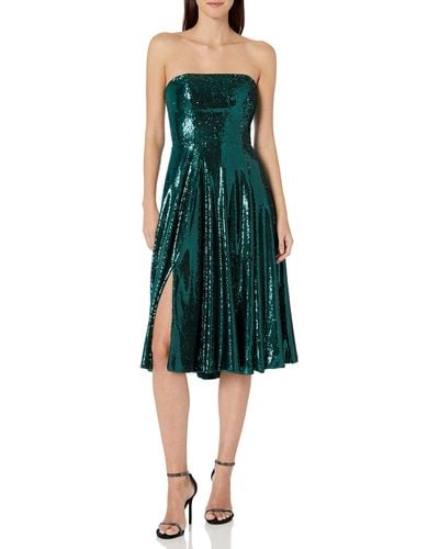 Dress the Population Ruby Strapless Fit & Flare Sequin Midi Dress - Green
