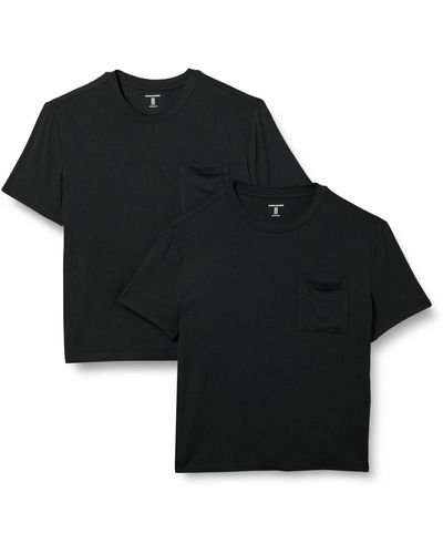 Amazon Essentials Jersey Relaxed-fit Short-sleeve Crewneck Pocket T-shirt - Black