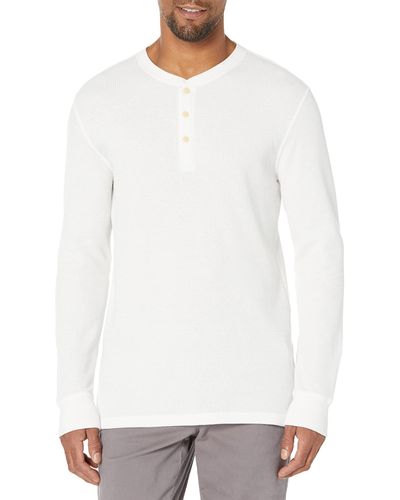 Amazon Essentials Slim-Fit Long-Sleeve Waffle Henley Shirts - Blanco