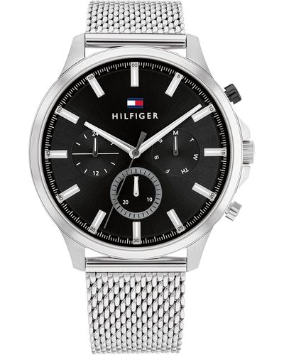 Tommy Hilfiger 1710498 Stainless Steel Case And Mesh Bracelet Watch Color: Silver - Black