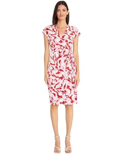 Maggy London Printed Matte Jersey Wrap - Red