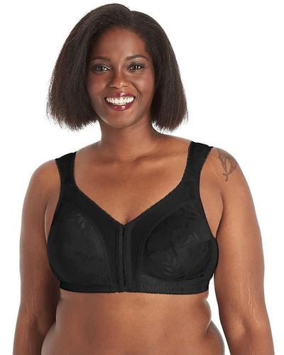 Playtex Womens 18 Hour Front-close Wirefree W/ Flex Back Us4695 Full Coverage Bra - Black