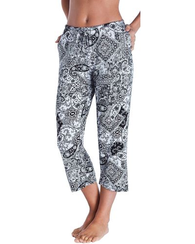 Ellen Tracy Womens Cropped Pant Pajama Bottom - Multicolor