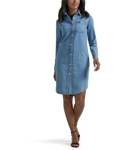 Buy Monki A-Line Button-Up Denim Dress 2024 Online | ZALORA Singapore