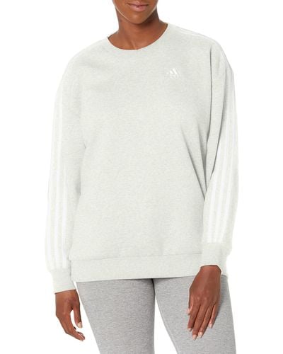 adidas Essentials 3-stripes Oversized Fleece Sweatshirt - White