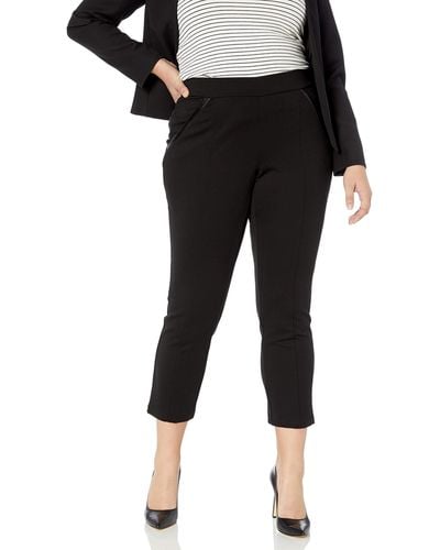 Rafaella Womens Plus-size Ponte Comfort Fit Slim Leg Dress Pants - Black