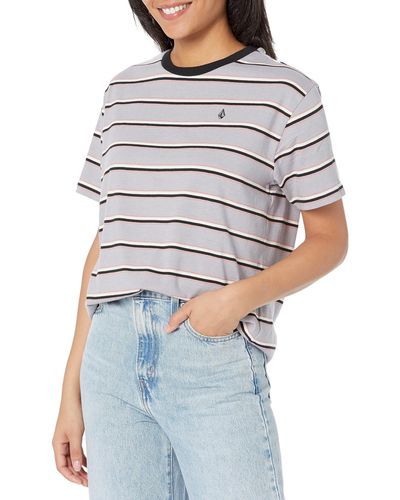 Volcom Party Pack Short Sleeve Striped Tee - White