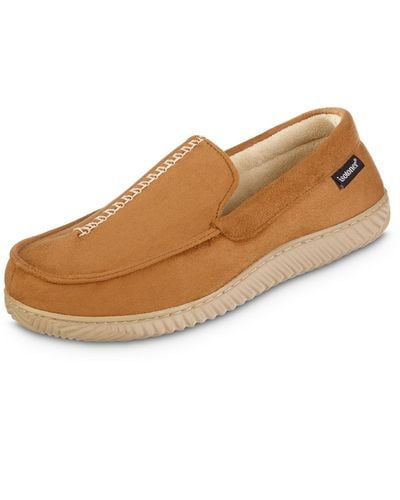 Isotoner Liam Microsuede Moccasin Slipper With Memory Foam - Brown