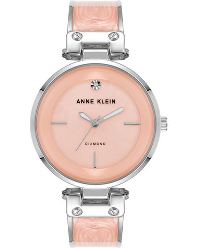 Anne Klein Genuine Diamond Dial Bangle Watch - Gray