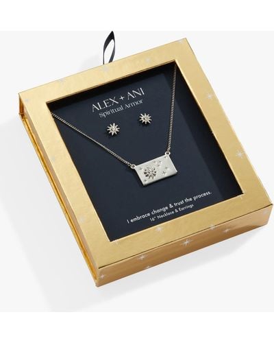 ALEX AND ANI Growth Adjustable Necklace And Studs - Blue