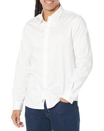 Guess Long Sleeve Luxe Stretch Shirt - White