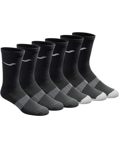 Saucony Big & Tall Mesh Ventilating Comfort Fit Performance Crew Socks - Black