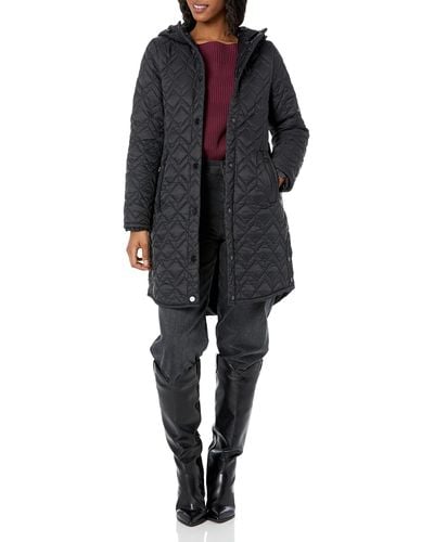 Andrew Marc Marc New York By Mid Length Quilted Hooded Jacket - Black