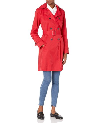 Cole Haan Classic Belted Trench Coat - Red