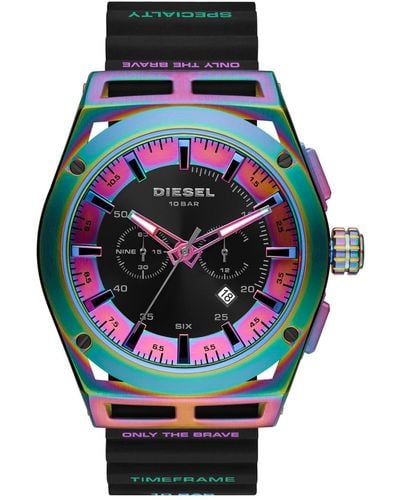 DIESEL Timeframe Stainless Steel And Silicone Chronograph Watch - Black