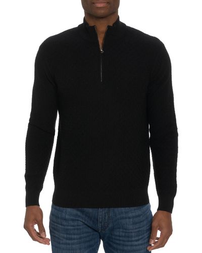 Robert Graham Reisman 1/4-zip Long-sleeve Sweater - Black