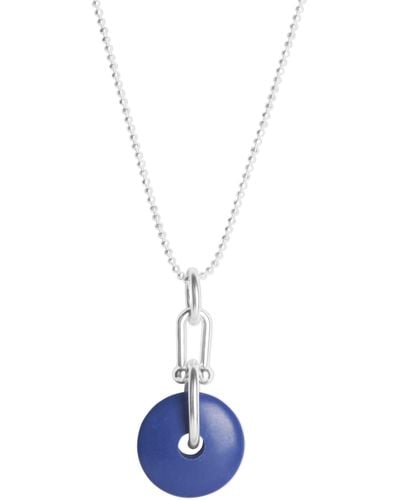 Lucky Brand Carved Circle Pendant Necklace - Blue