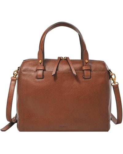 Fossil Brooke Leather Satchel - Brown