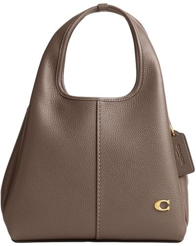 COACH Polished Pebble Leather Lana Shoulder Bag 23 - Brown