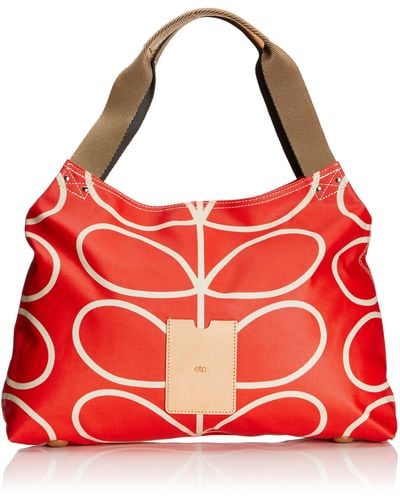 Orla Kiely Linear Stem Classic Zip Shoulder Bag - Red