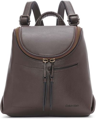 Calvin Klein Lake Organizational Mini Backpack - Brown