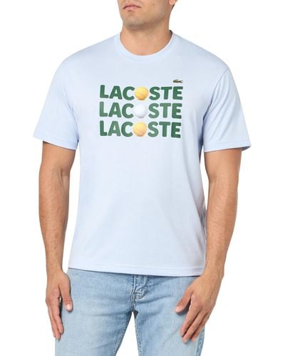 Lacoste Short Sleeve Classic Fit Tee Shirt W Graphic On Front - Blue