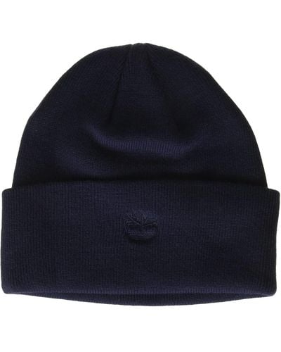 Timberland Bonnet à Revers avec Logo brodé Chapeau pour Temps Froid - Bleu