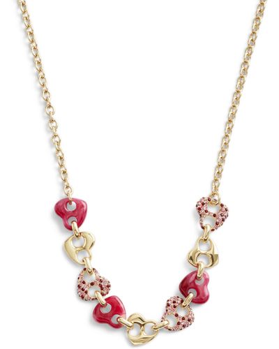 COACH S Pavé Heart Bib Necklace - Metallic
