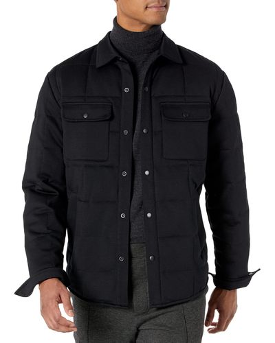 Vince Quilted Mixed Media Shirt Jacket - Black
