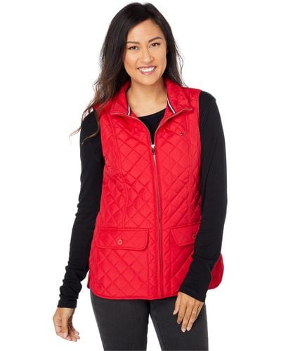 Tommy Hilfiger Quilted Vest With Pockets - Red