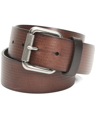 Frye 40mm Etched Line Panel Leather Belt - Brown