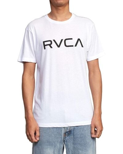 RVCA Mens Premium Red Stitch Short Sleeve Graphic Tee T Shirt - White