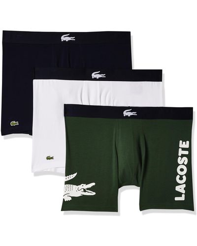 Lacoste Mens Iconic Fashion 3 Pack Cotton Stretch Boxer Briefs - Black