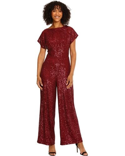 Maggy London Wide Neck Jumpsuit - Red