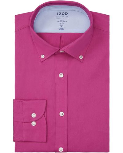 Izod Dress Shirt Slim Fit Stretch Fx Cooling Collar Solid - Pink