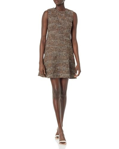 Theory Tweed Asymmetrical Drape Dress - Natural