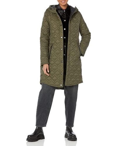 Andrew Marc Marc New York By Mid Length Quilted Hooded Jacket - Green