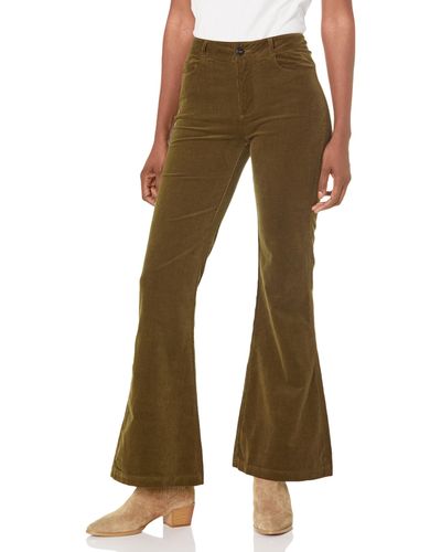 PAIGE Genevieve Mid Rise 32" Inseam Flare In Dark Brushed Olive - Brown